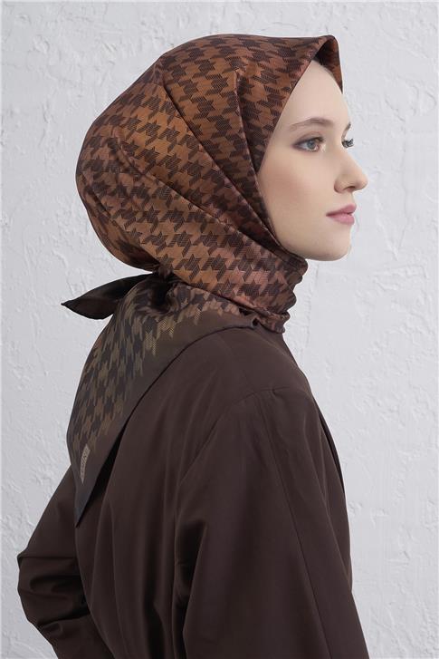 Armine Klasik Desenli Saf İpek Twill Eşarp 9434D 85