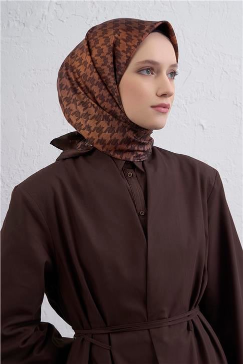 Armine Klasik Desenli Saf İpek Twill Eşarp 9434D 85