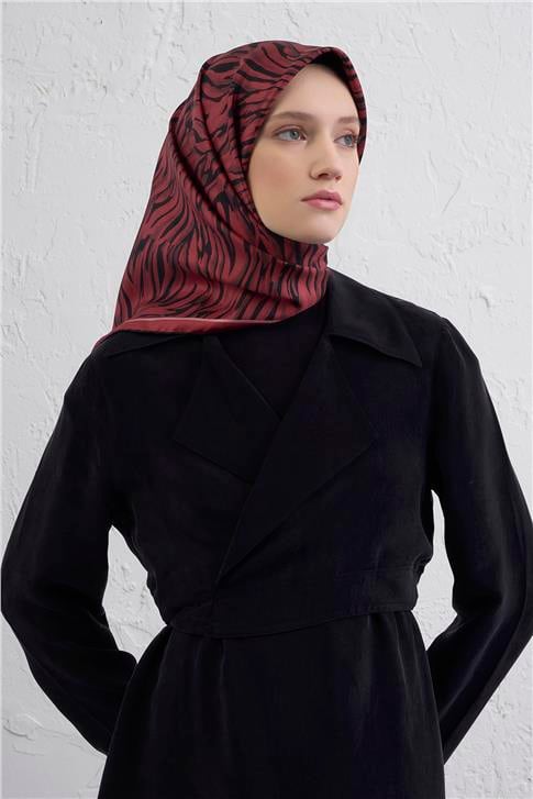 Armine Klasik Desenli Saf İpek Twill Eşarp 9435D 35