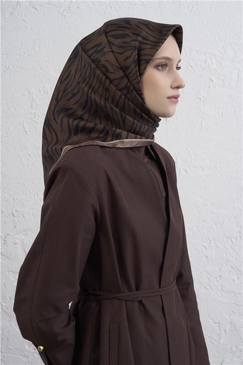 Armine Klasik Desenli Saf İpek Twill Eşarp 9435D 37