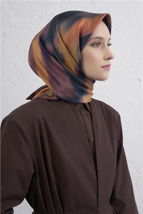 Armine Soyut Desenli Saf İpek Twill Eşarp 9436D 82 
