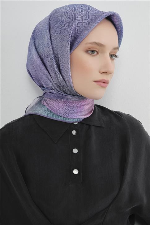 Armine Klasik Desenli Saf İpek Twill Eşarp 9437D 05