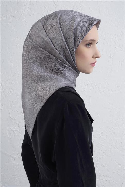 Armine Klasik Desenli Saf İpek Twill Eşarp 9437D 13