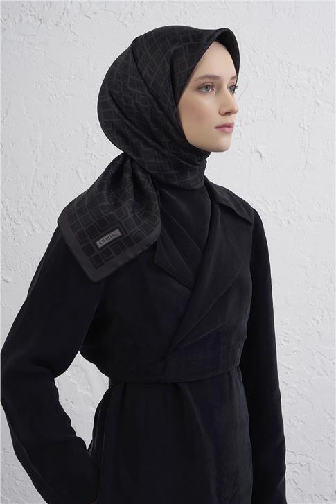 Armine Geometrik Desenli Saf İpek Twill Eşarp 9438D 56