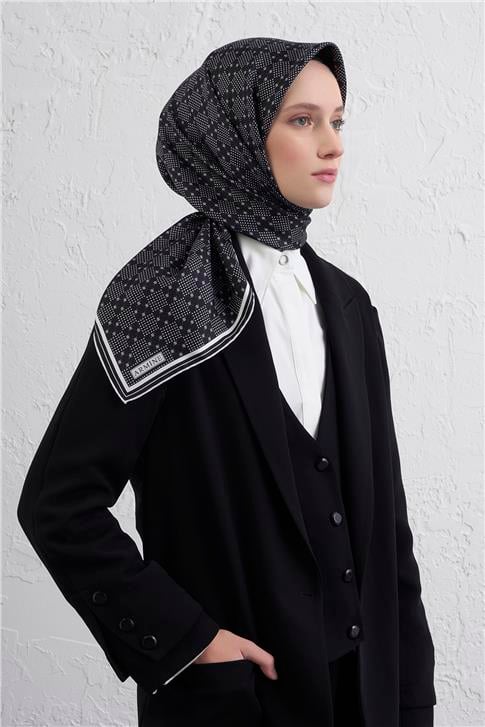 Armine Monogram Desenli Saf İpek Twill Eşarp 9440D 20