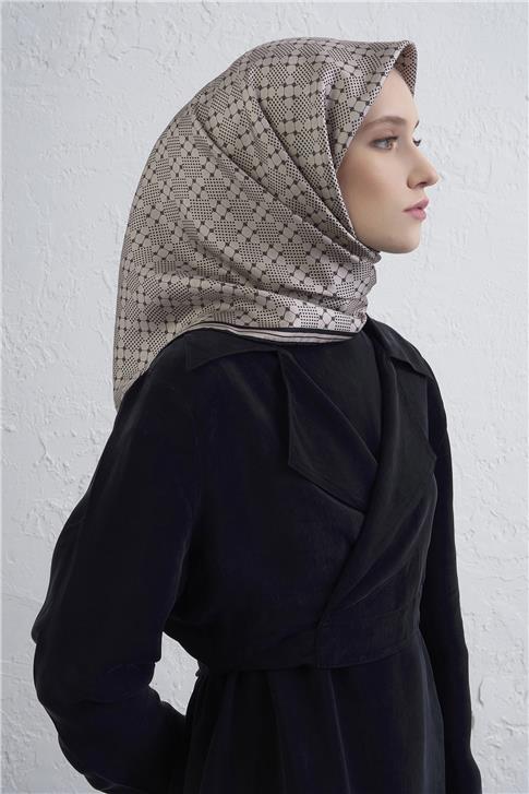 Armine Monogram Desenli Saf İpek Twill Eşarp 9440D 52