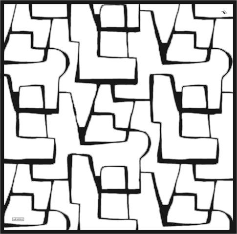 Armine Geometrik Desenli Saf İpek Twill Eşarp 9441D 01