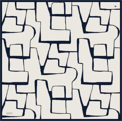 Armine Geometrik Desenli Saf İpek Twill Eşarp 9441D 02