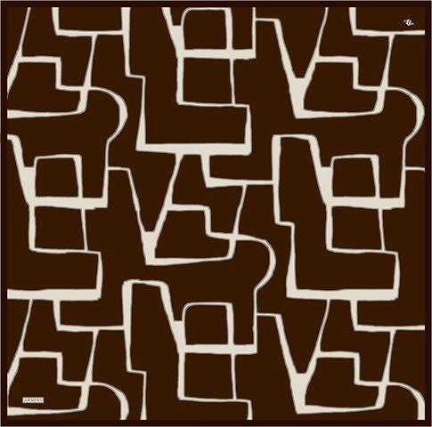 Armine Geometrik Desenli Saf İpek Twill Eşarp 9441D 04