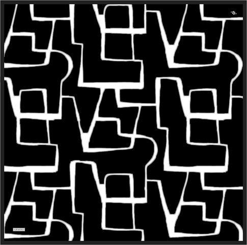 Armine Geometrik Desenli Saf İpek Twill Eşarp 9441D 05