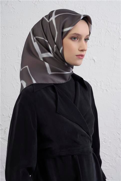 Armine Geometrik Desenli Saf İpek Twill Eşarp 9441D 06