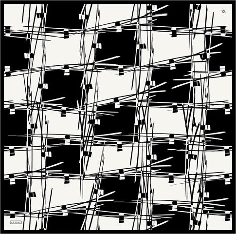 Armine Geometrik Desenli Saf İpek Twill Eşarp 9442D 01