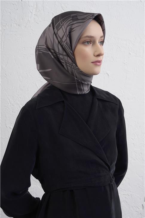 Armine Geometrik Desenli Saf İpek Twill Eşarp 9442D 33