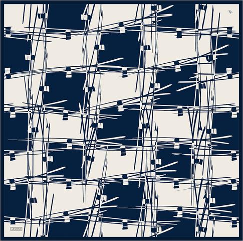 Armine Geometrik Desenli Saf İpek Twill Eşarp 9442D 34