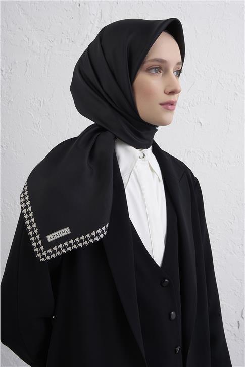 Armine Su Yolu Desenli Saf İpek Twill Eşarp 9443D 05