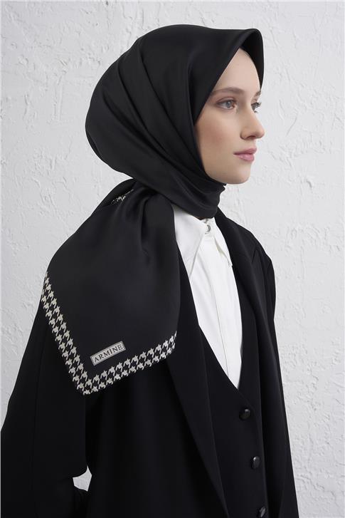 Armine Su Yolu Desenli Saf İpek Twill Eşarp 9443D 05