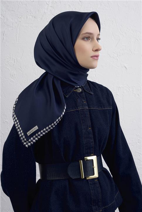 Armine Su Yolu Desenli Saf İpek Twill Eşarp 9443D 06