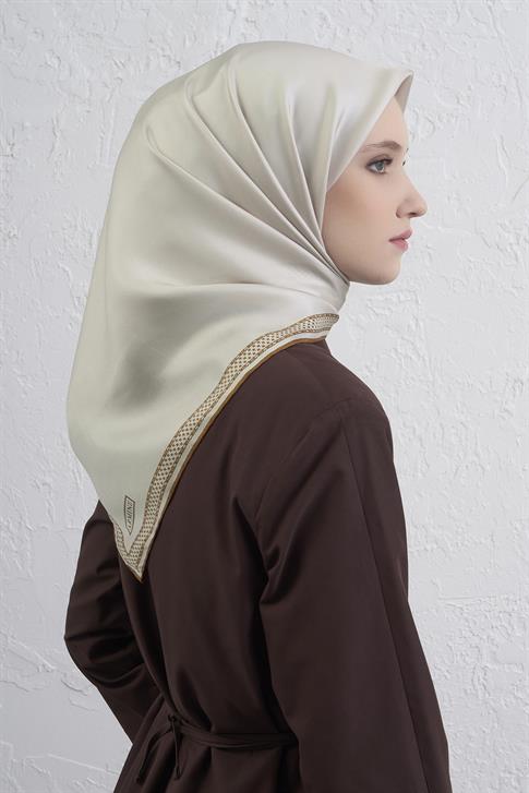 Armine Su Yolu Desenli Saf İpek Twill Eşarp 9444D 02 