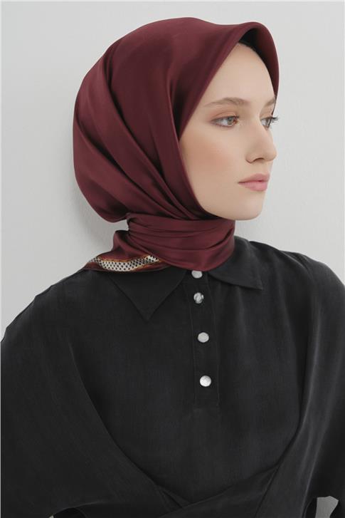 Armine Su Yolu Desenli Saf İpek Twill Eşarp 9444D 04