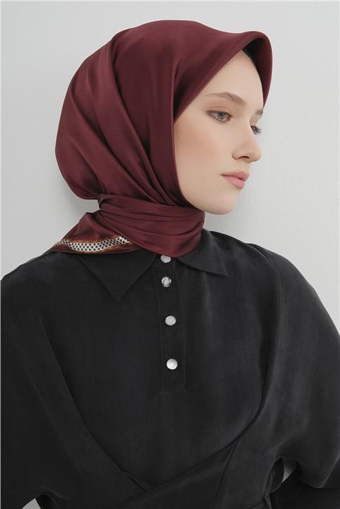 Armine Su Yolu Desenli Saf İpek Twill Eşarp 9444D 04