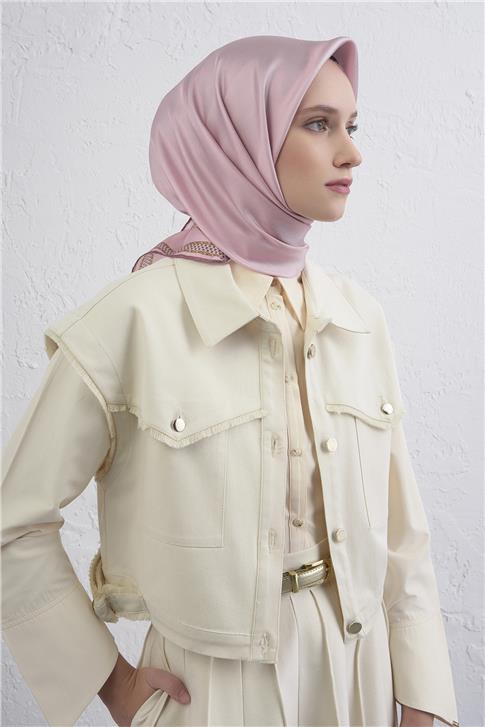 Armine Su Yolu Desenli Saf İpek Twill Eşarp 9444D 07