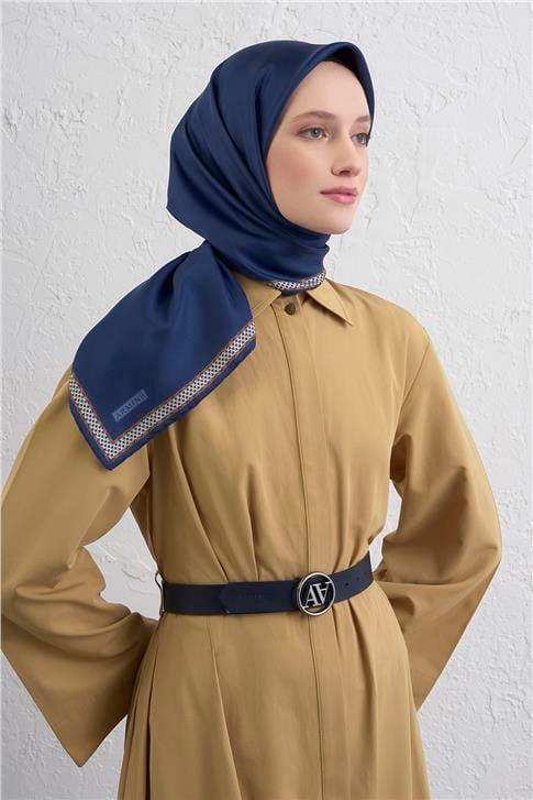 Armine Su Yolu Desenli Saf İpek Twill Eşarp 9444D 11
