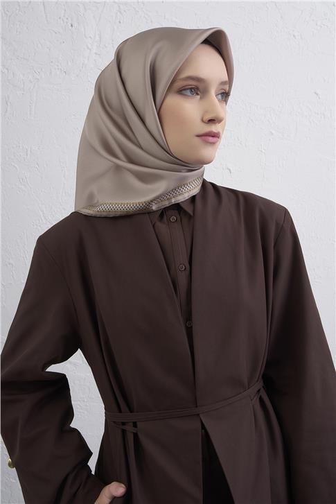 Armine Su Yolu Desenli Saf İpek Twill Eşarp 9444D 36