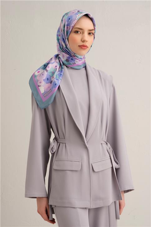Armine Çiçek Desenli Saf İpek Twill Eşarp 9300D 57 