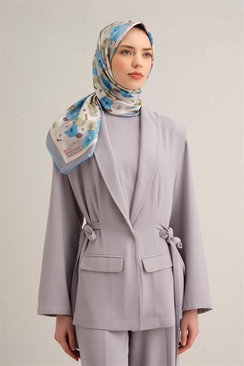 Armine Çiçek Desenli Saf İpek Twill Eşarp 9300D 83