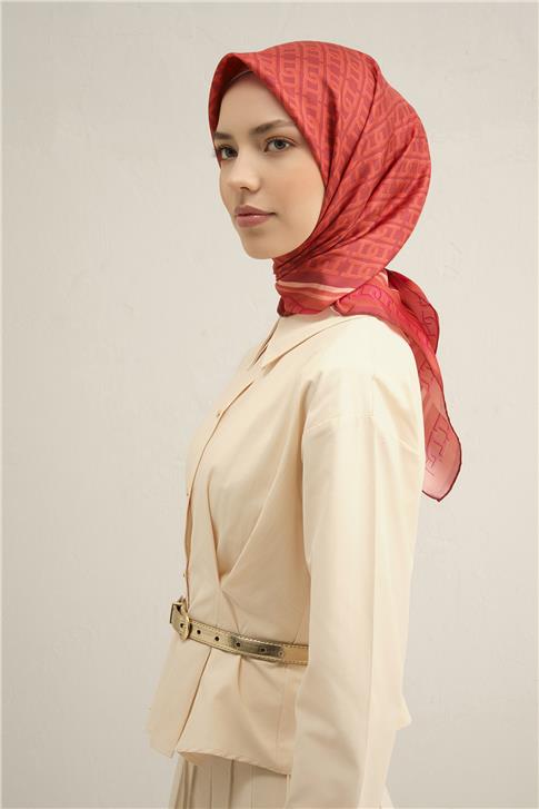 Armine Klasik Desenli Saf İpek Twill Eşarp 9301D 04