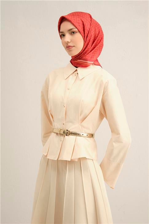 Armine Klasik Desenli Saf İpek Twill Eşarp 9301D 04