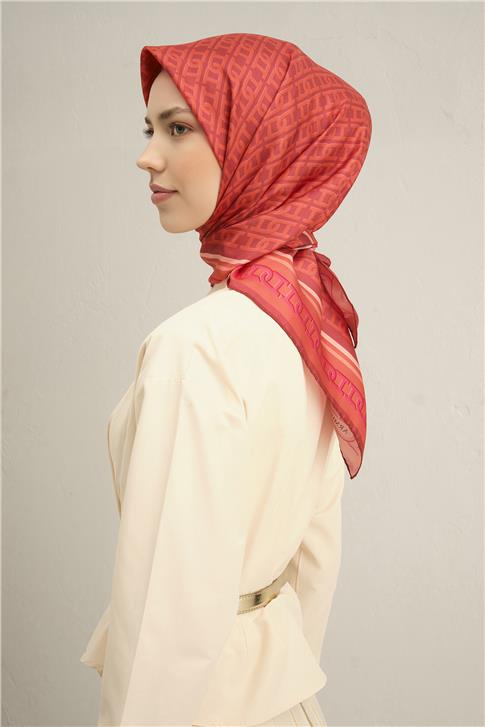 Armine Klasik Desenli Saf İpek Twill Eşarp 9301D 04