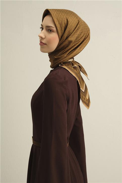 Armine Klasik Desenli Saf İpek Twill Eşarp 9301D 31