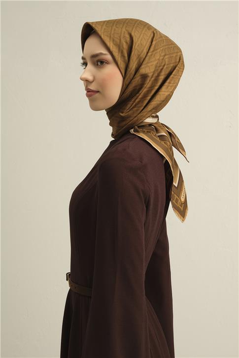 Armine Klasik Desenli Saf İpek Twill Eşarp 9301D 31
