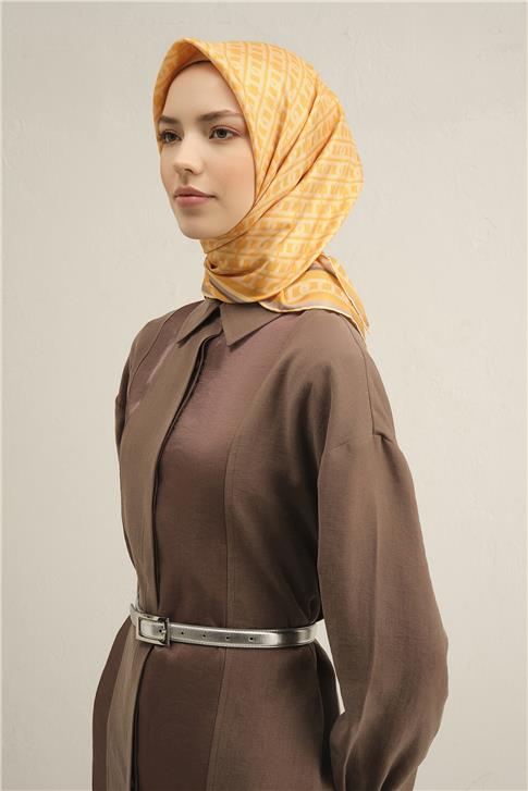 Armine Klasik Desenli Saf İpek Twill Eşarp 9301D 38