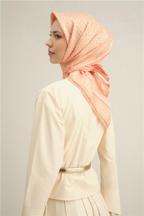 Armine Klasik Desenli Saf İpek Twill Eşarp 9301D 40