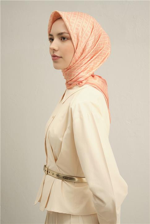 Armine Klasik Desenli Saf İpek Twill Eşarp 9301D 40