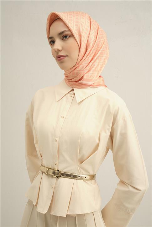 Armine Klasik Desenli Saf İpek Twill Eşarp 9301D 40