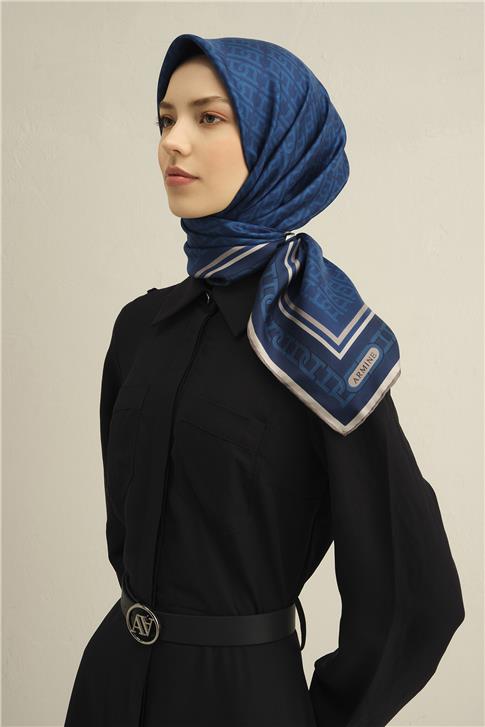 Armine Klasik Desenli Saf İpek Twill Eşarp 9301D 85