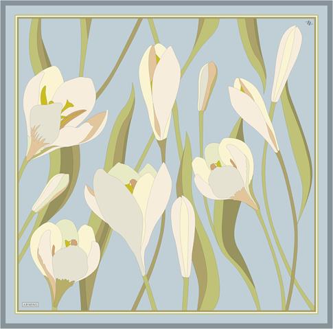 Armine Çiçek Desenli Saf İpek Sura Eşarp 9302D 01