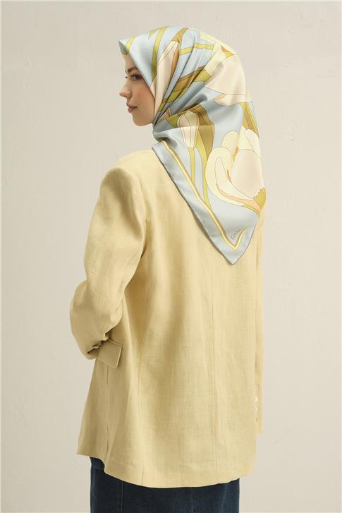 Armine Çiçek Desenli Saf İpek Sura Eşarp 9302D 01