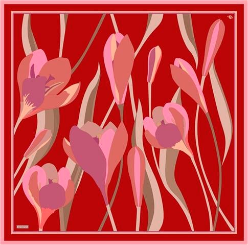 Armine Çiçek Desenli Saf İpek Sura Eşarp 9302D 02