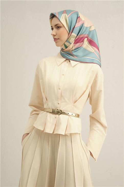 Armine Çiçek Desenli Saf İpek Sura Eşarp 9302D 54