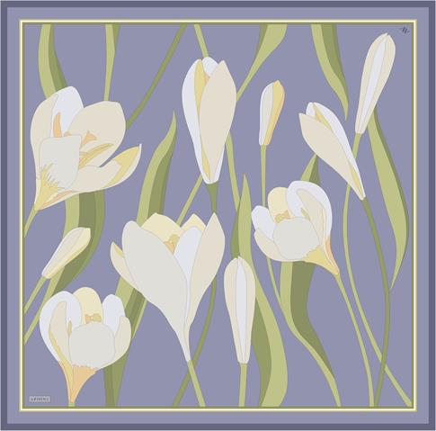 Armine Çiçek Desenli Saf İpek Twill Eşarp 9302D 06 