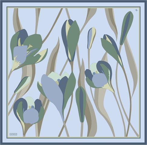 Armine Çiçek Desenli Saf İpek Twill Eşarp 9302D 07