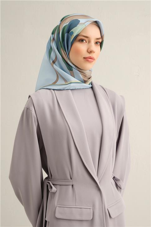 Armine Çiçek Desenli Saf İpek Twill Eşarp 9302D 07
