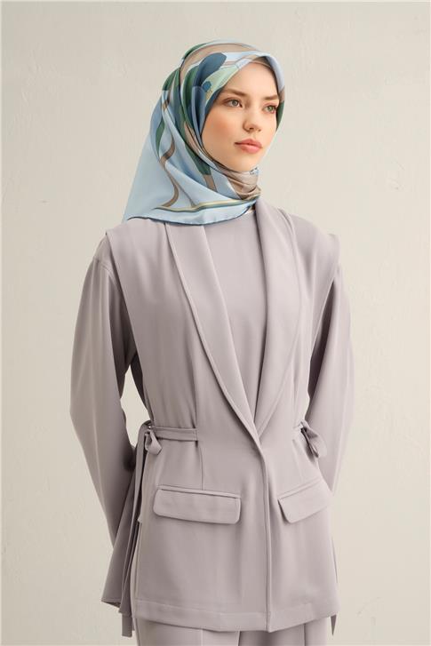 Armine Çiçek Desenli Saf İpek Twill Eşarp 9302D 07