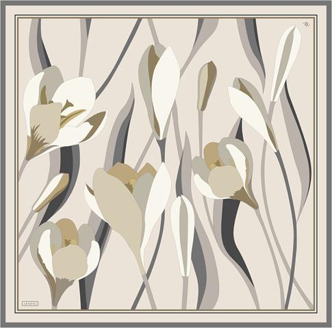 Armine Çiçek Desenli Saf İpek Twill Eşarp 9302D 38