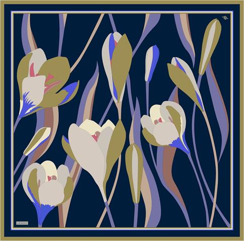 Armine Çiçek Desenli Saf İpek Twill Eşarp 9302D 55