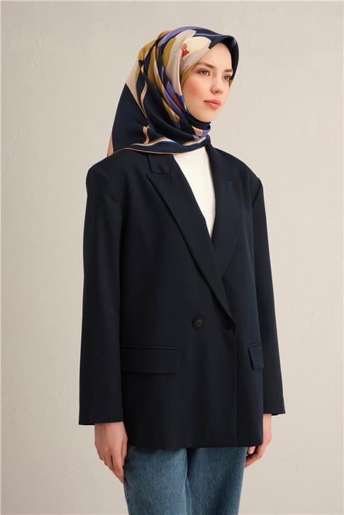 Armine Çiçek Desenli Saf İpek Twill Eşarp 9302D 55